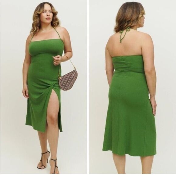 Reformation Hilo Knit Ribbed Midi Halter Dress NWT - Picture 2 of 6